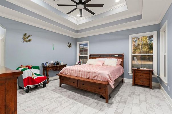 Bedroom, Interior, Marble, Recessed Lighting