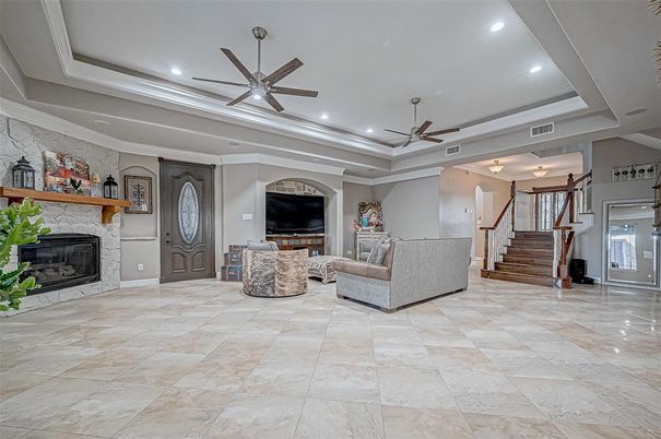 Fireplace, Interior, Living room, Recessed Lighting