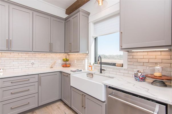 Interior, Kitchen, Stainless Steel Appliances, Wooden Beams, Wood Texture Flooring