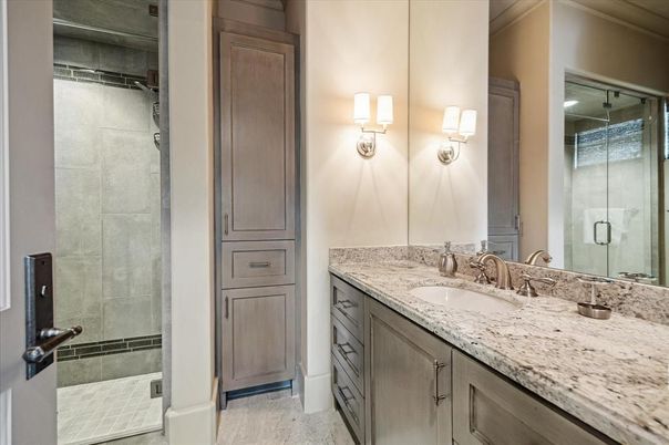 Bathroom, Dual Sink Vanities, Glass Shower, Interior