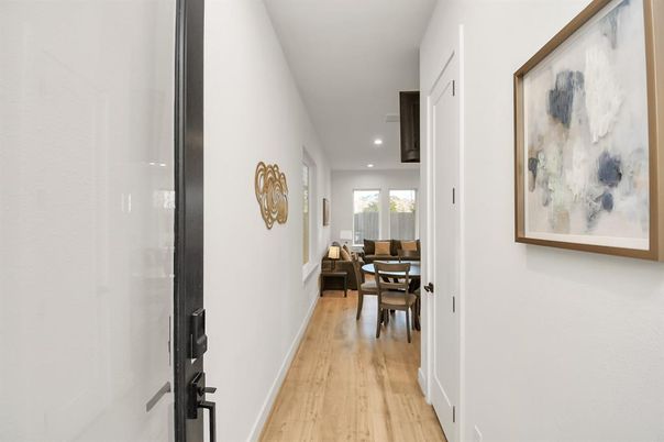 Dining room, Interior, Recessed Lighting, Wood Texture Flooring