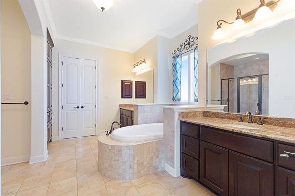 Bathroom, Dual Sink Vanities, Glass Shower, Interior