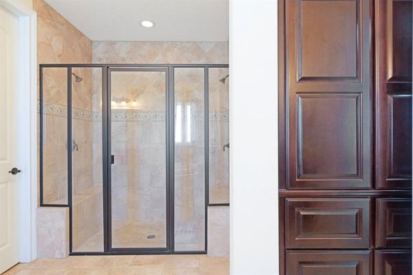 Bathroom, Glass Shower, Interior, Recessed Lighting