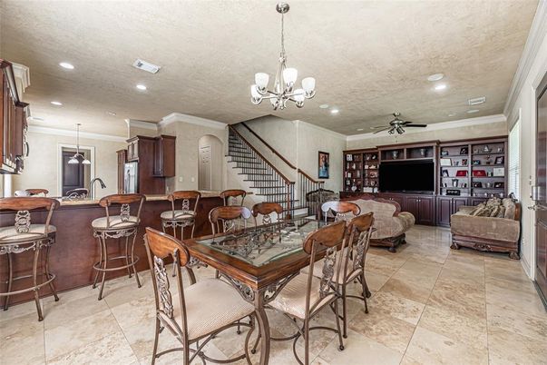 Chandelier, Dining room, Interior, Living room, Recessed Lighting