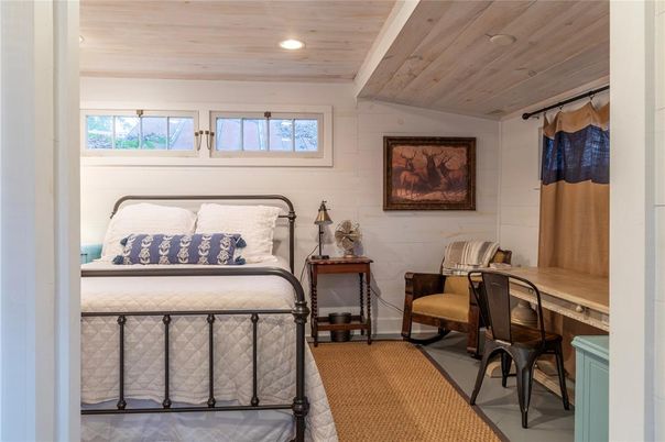 Bedroom, Home Office, Interior, Recessed Lighting, Wooden Ceilings