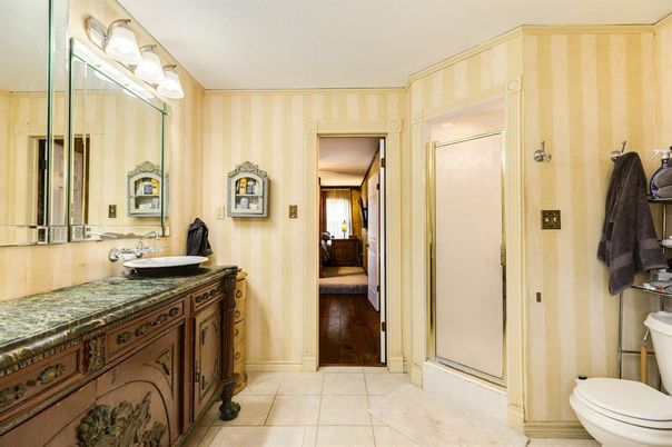 Bathroom, Glass Shower, Interior, Wood Texture Flooring