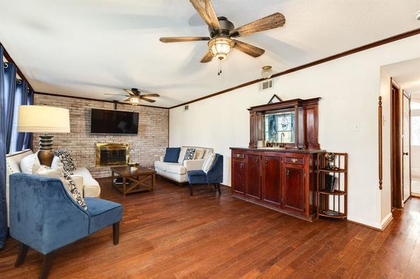 Fireplace, Interior, Living room, Stone Walls, Wood Texture Flooring