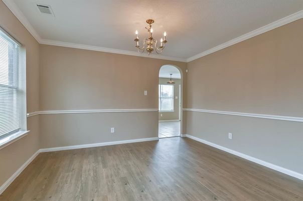 Chandelier, Empty room, Interior, Wood Texture Flooring
