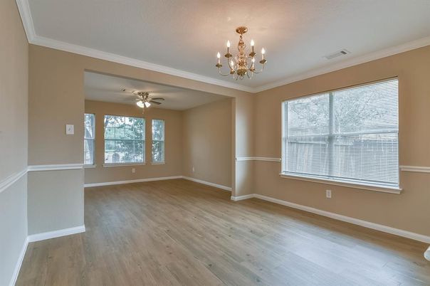 Chandelier, Empty room, Interior, Wood Texture Flooring