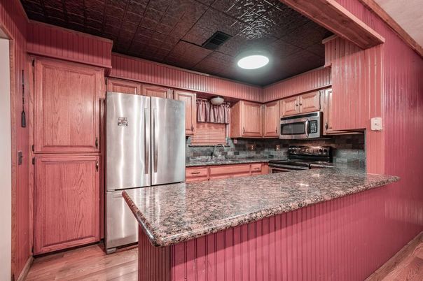 Interior, Kitchen, Stainless Steel Appliances, Wood Texture Flooring