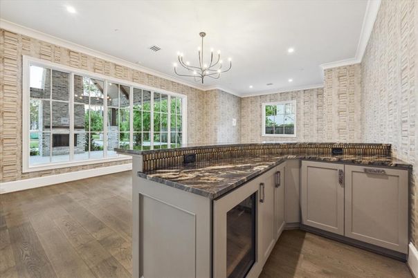 Chandelier, Interior, Kitchen, Recessed Lighting, Wood Texture Flooring