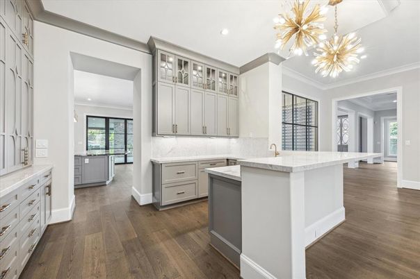 Interior, Kitchen, Pendant Lights, Recessed Lighting, Wood Texture Flooring