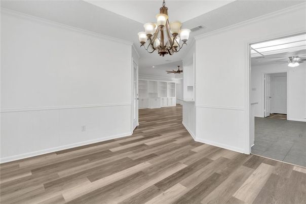 Chandelier, Empty room, Interior, Wood Texture Flooring