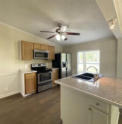 Interior, Kitchen, Stainless Steel Appliances, Wood Texture Flooring