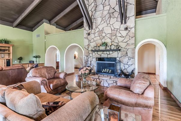 Fireplace, Interior, Living room, Stone Walls, Wooden Ceilings, Wood Texture Flooring