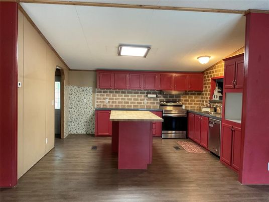 Interior, Kitchen, Stainless Steel Appliances, Wood Texture Flooring
