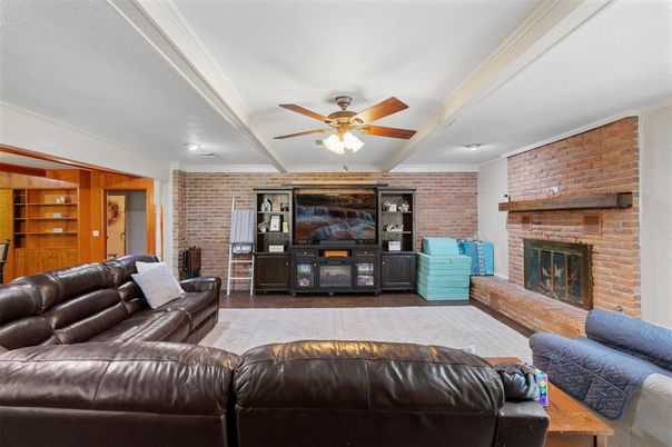 Fireplace, Interior, Living room, Recessed Lighting, Stone Walls