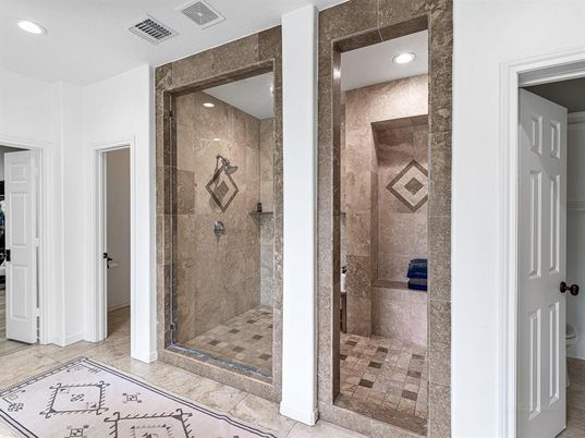 Bathroom, Glass Shower, Interior, Recessed Lighting