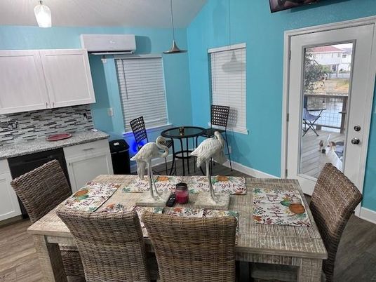 Dining room, Interior, Kitchen, Pendant Lights, Wood Texture Flooring