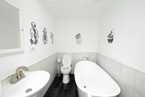 Bathroom, Free Standing Baths, Interior, Wood Texture Flooring