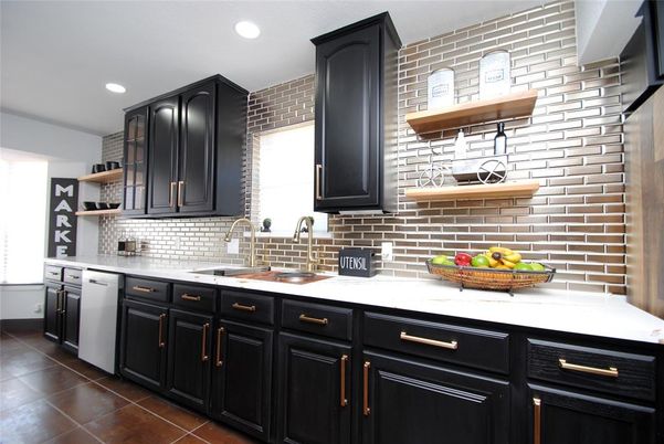 Interior, Kitchen, Recessed Lighting, Stainless Steel Appliances, Stone Walls