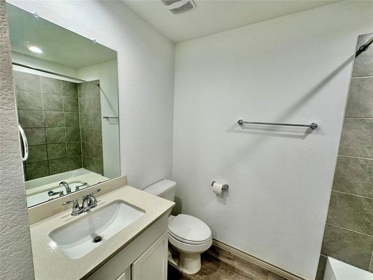 Bathroom, Interior, Recessed Lighting, Wood Texture Flooring