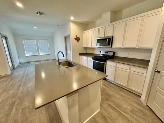 Interior, Kitchen, Recessed Lighting, Wood Texture Flooring