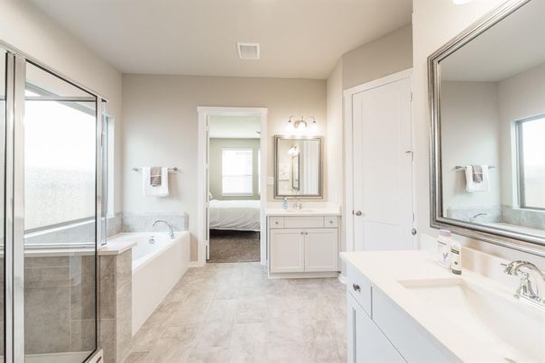 Bathroom, Bedroom, Dual Sink Vanities, Glass Shower, Interior