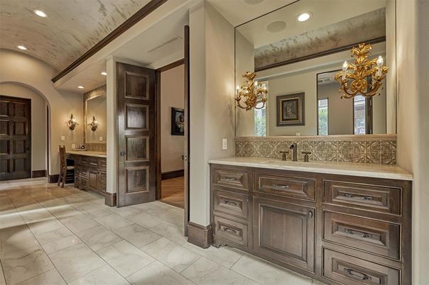 Bathroom, Chandelier, Interior, Recessed Lighting