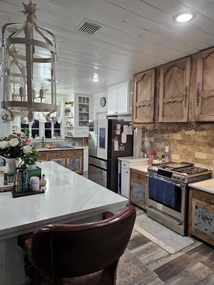 Interior, Kitchen, Recessed Lighting, Wood Texture Flooring