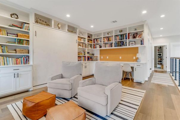 Home Office, Interior, Recessed Lighting, Wood Texture Flooring