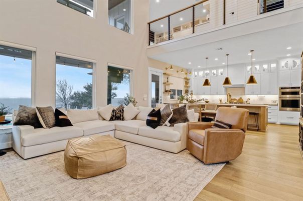 Interior, Kitchen, Living room, Pendant Lights, Recessed Lighting, Stainless Steel Appliances, Wood Texture Flooring
