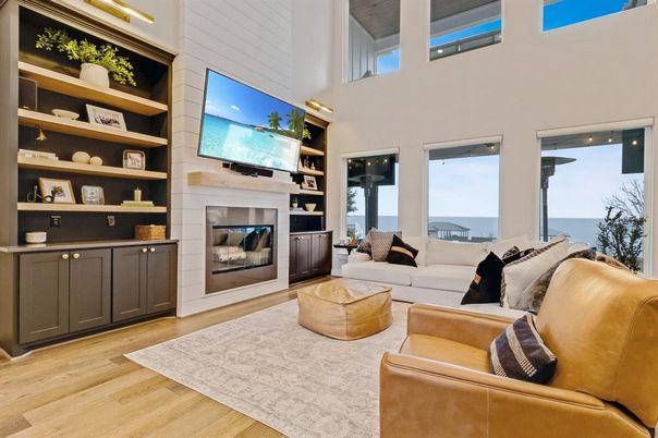 Fireplace, Interior, Living room, Water, Wood Texture Flooring
