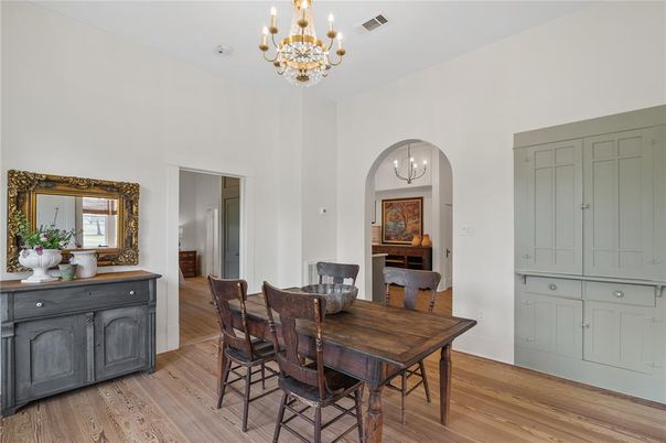 Chandelier, Dining room, Interior, Wood Texture Flooring