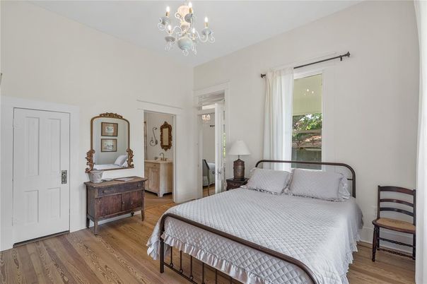 Bedroom, Chandelier, Interior, Wood Texture Flooring
