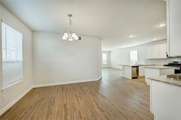 Chandelier, Interior, Kitchen, Pendant Lights, Recessed Lighting, Wood Texture Flooring