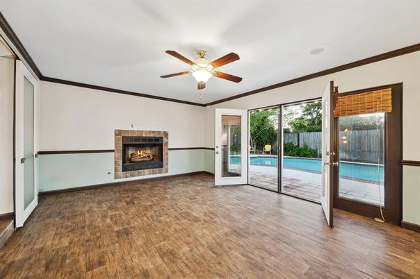Empty room, Fireplace, Interior, Wood Texture Flooring