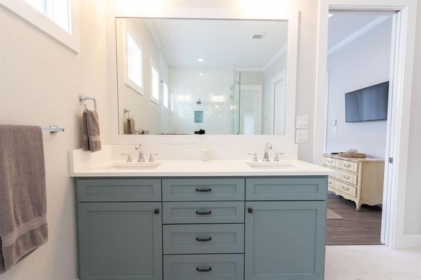 Bathroom, Dual Sink Vanities, Interior, Marble, Recessed Lighting