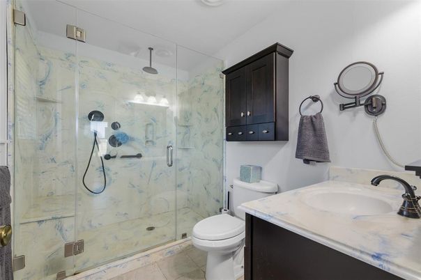 Bathroom, Glass Shower, Interior, Marble Walls