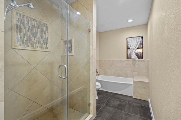 Bathroom, Glass Shower, Interior, Recessed Lighting