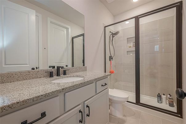 Bathroom, Glass Shower, Interior, Recessed Lighting