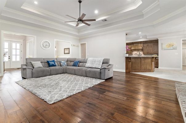 Interior, Kitchen, Living room, Recessed Lighting, Wood Texture Flooring