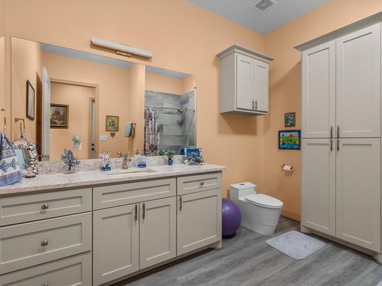 Bathroom, Dual Sink Vanities, Interior, Wood Texture Flooring
