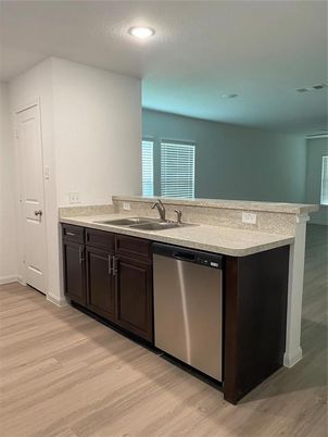 Interior, Kitchen, Recessed Lighting, Wood Texture Flooring