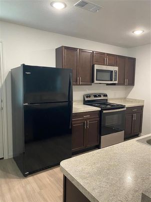 Interior, Kitchen, Recessed Lighting, Wood Texture Flooring