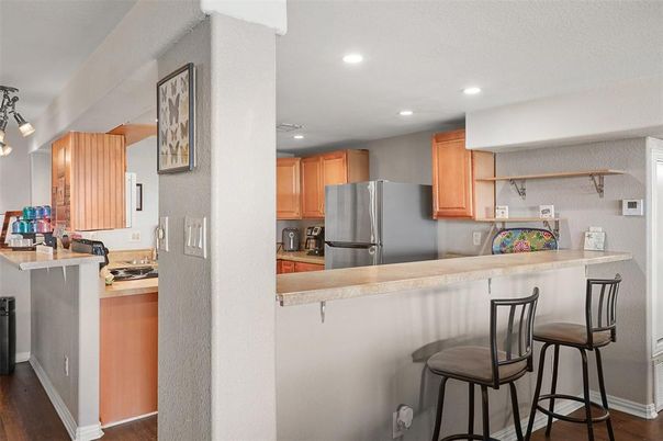 Interior, Kitchen, Recessed Lighting, Wood Texture Flooring