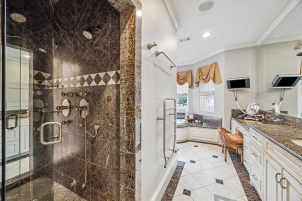 Bathroom, Glass Shower, Interior, Recessed Lighting