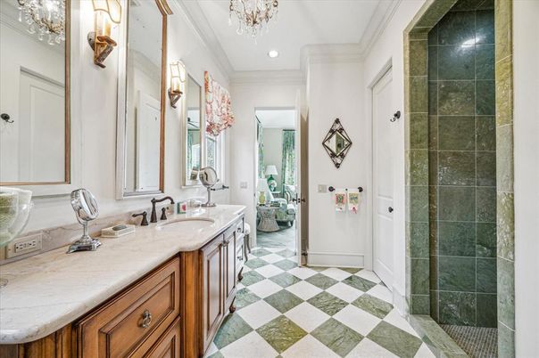 Bathroom, Dual Sink Vanities, Interior, Recessed Lighting, Tile Countertops