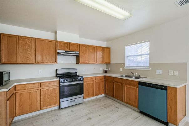 Interior, Kitchen, Stainless Steel Appliances, Wood Texture Flooring