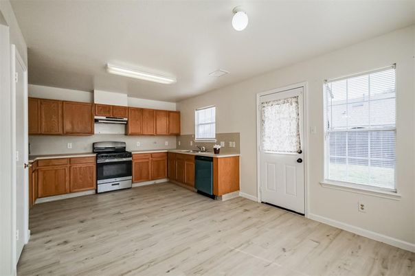 Interior, Kitchen, Stainless Steel Appliances, Wood Texture Flooring